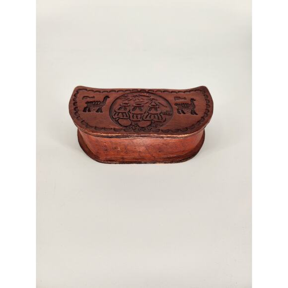 Genuine Peruvian Tooled Leather Coaster Set with Holder - Picture 12 of 12